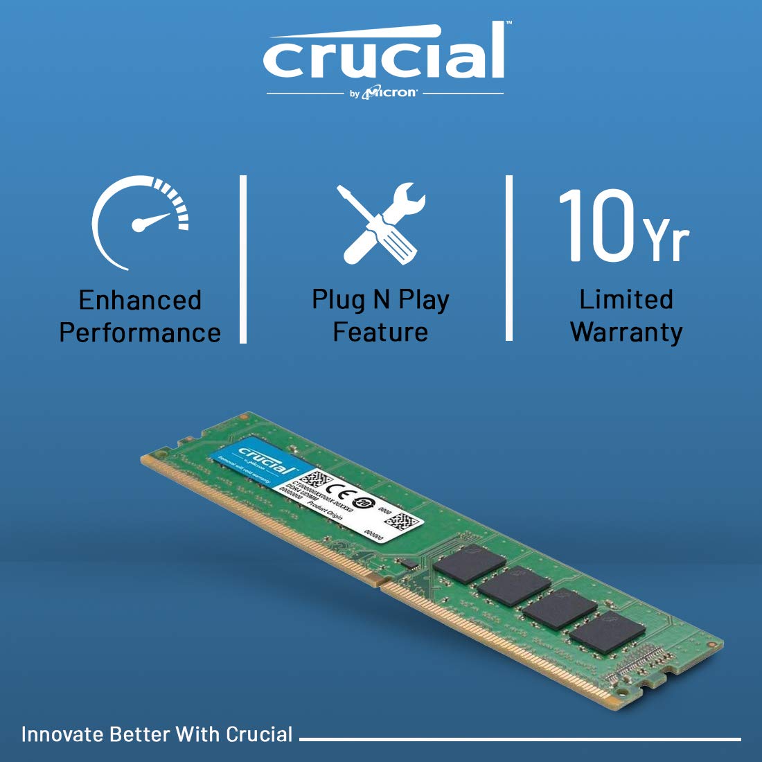Crucial Basics DDR4 2666MHz CL19 1.2v Laptop Desktop Memory RAM Faster Performance Crucial Basics DDR4 2666MHz CL19 1.2v Laptop Desktop Memory RAM Faster Performance